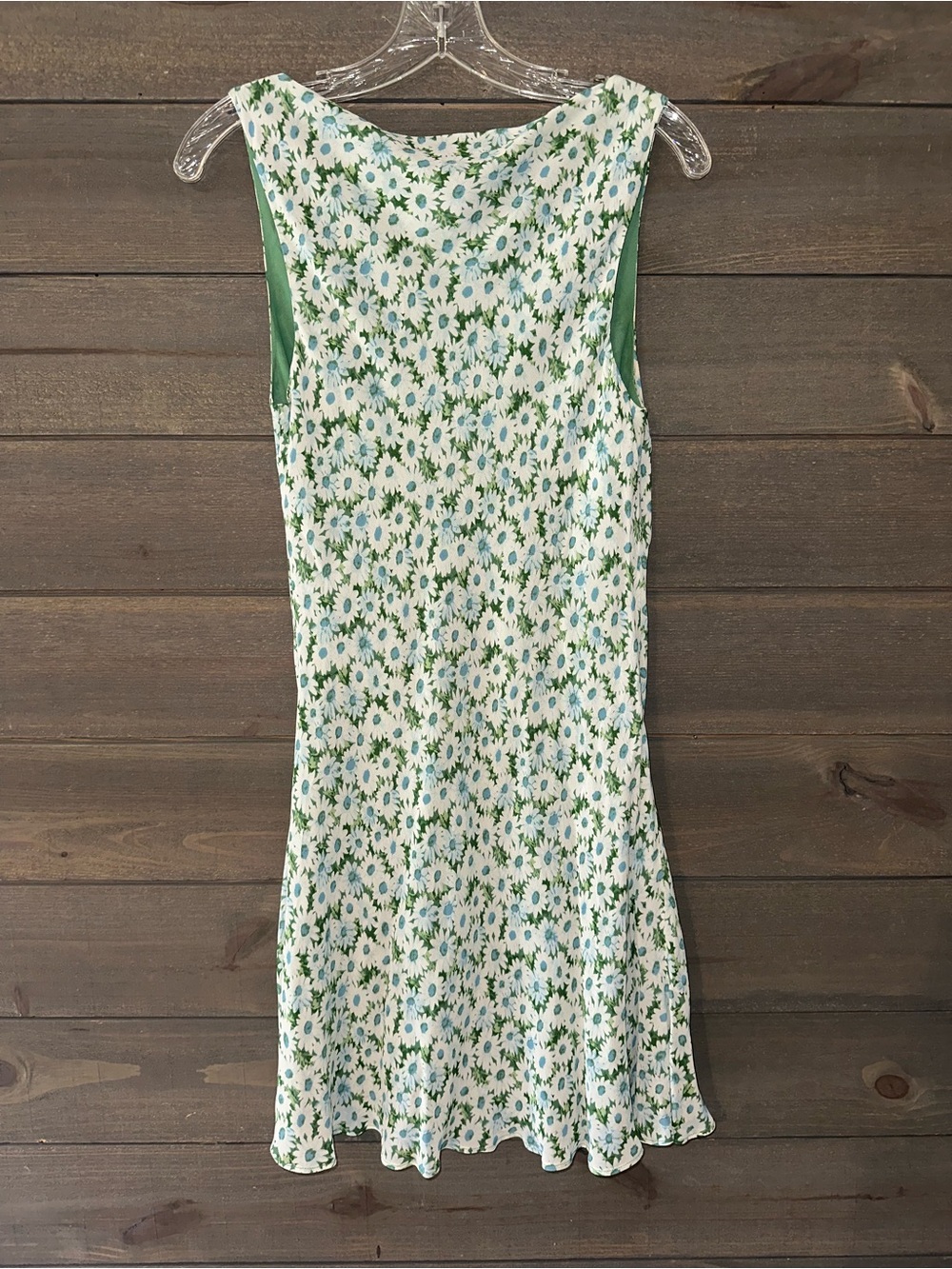 REFORMATION Sleeveless Floral Shift Dress in White & Green - Picture 2 of 7